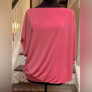 Doublju, Pink Banded Bottom Short Batwing Sleeve Top, Size XL